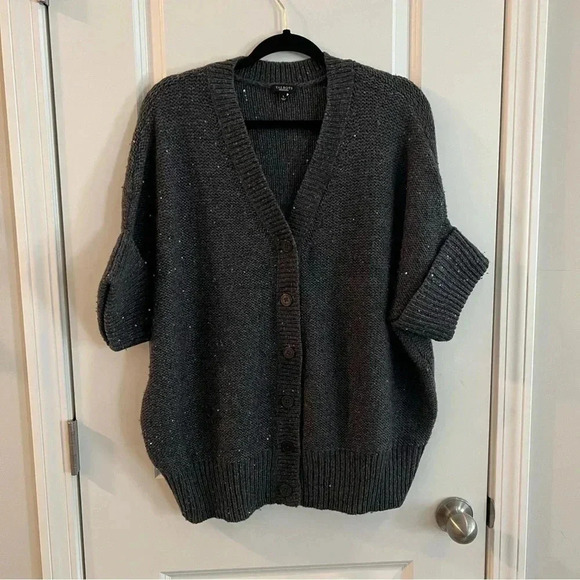 Talbots women’s cardigan sz small wool blend glitter sequins dolman sleeve - Picture 1 of 6